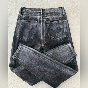 Excellent! Women’s FRAME Le High Skinny Crop Coated Jeans Chrome Noir sz 25